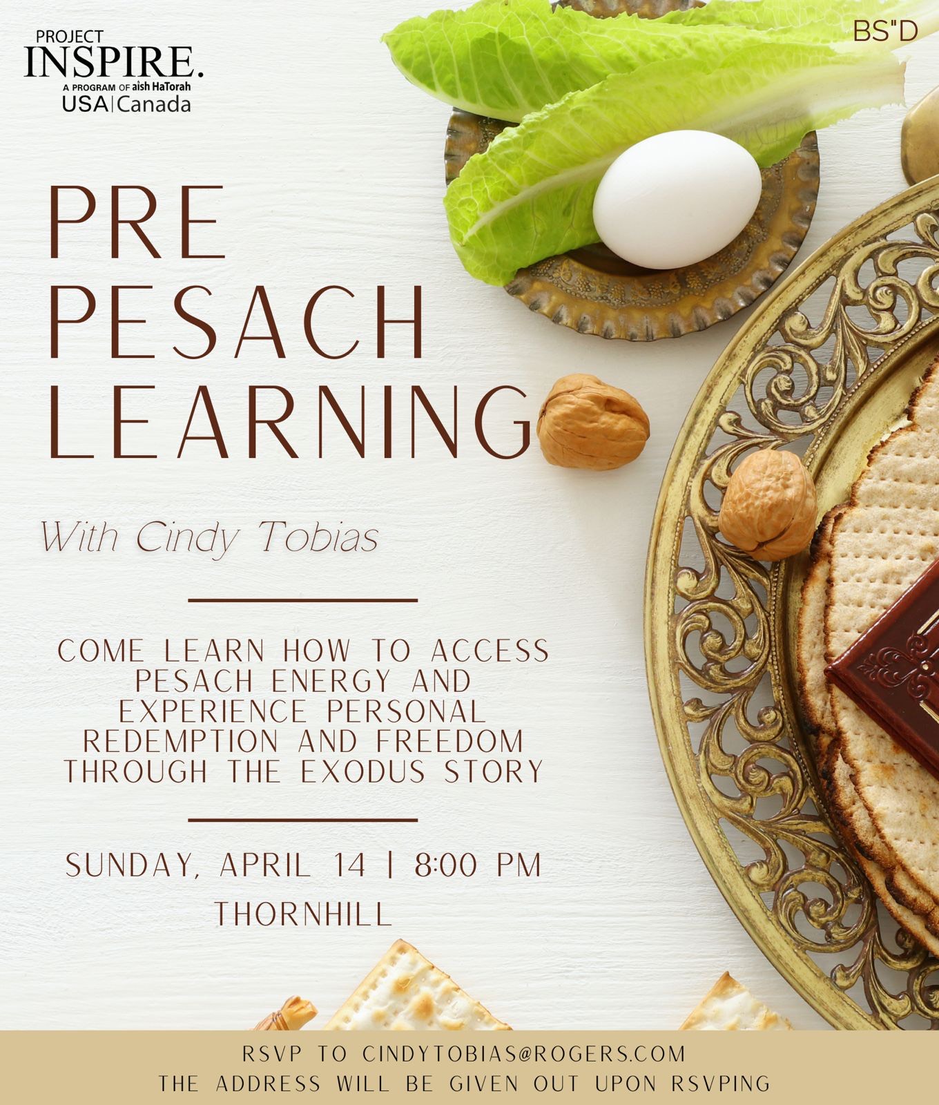 Pre Pesach Learning with Cindy Tobias