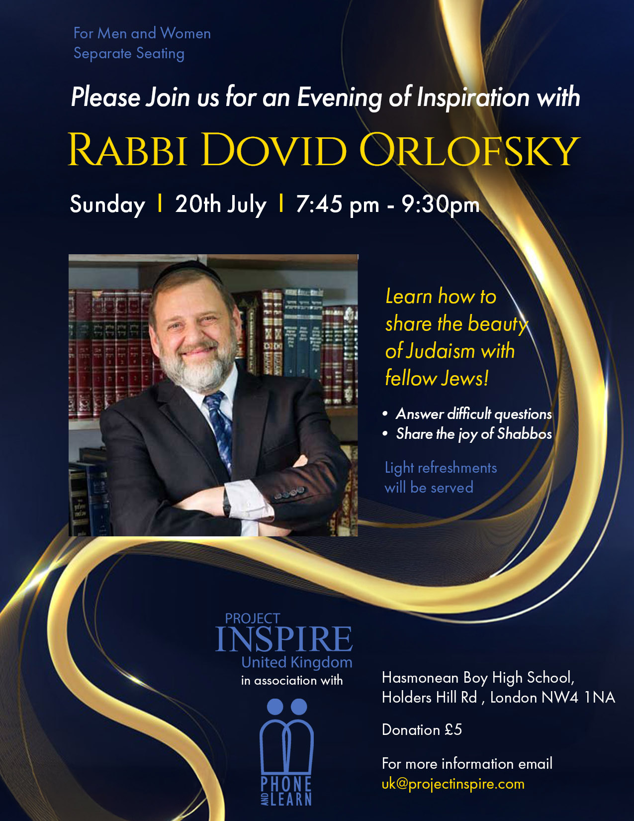 Evening of Inspiration with Rabbi Dovid Orlofsky
